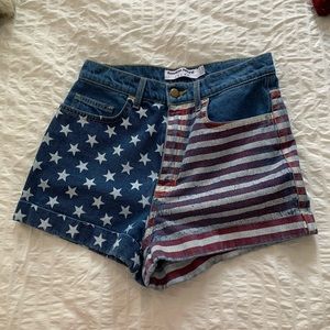 American Apparel American Flag Print Shorts